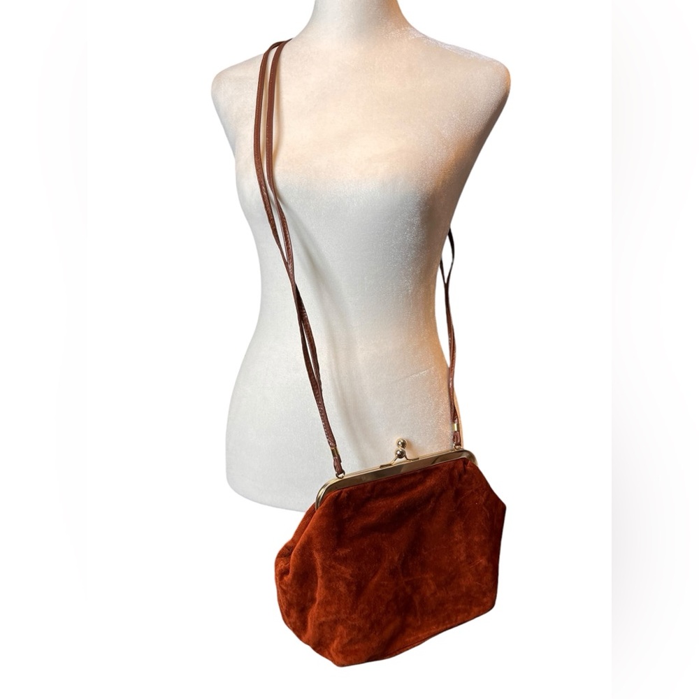 Kisslock purse Daniela sweet rust orange Italian crossbody clutch bag - Picture 4 of 16